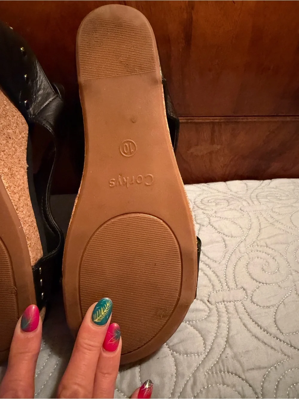 Boutique by Corkys black wedge sandals in women’s size 10.